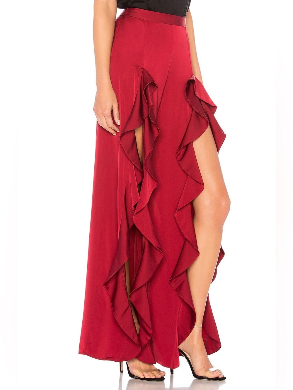 LOVERS + FRIENDS ADAGIO RUFFLE PANT 
Women's Red Ruffle Split-Leg Wide Pants - Picture 4 of 7
